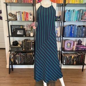 Rowing Blazers Striped Green and Navy Maxi Dress